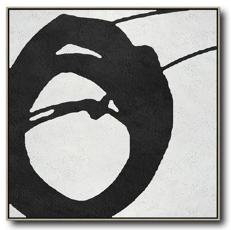 Abstract Painting Extra Large Canvas Art,Oversized Minimal Black And White Painting - Handmade Acrylic Painting
